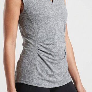 Ruched Athleta Gray Marled Heather Sleeveless Tunic Top Size L